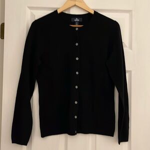 Lands’ End 100% Cashmere Black Cardigan Size Small
